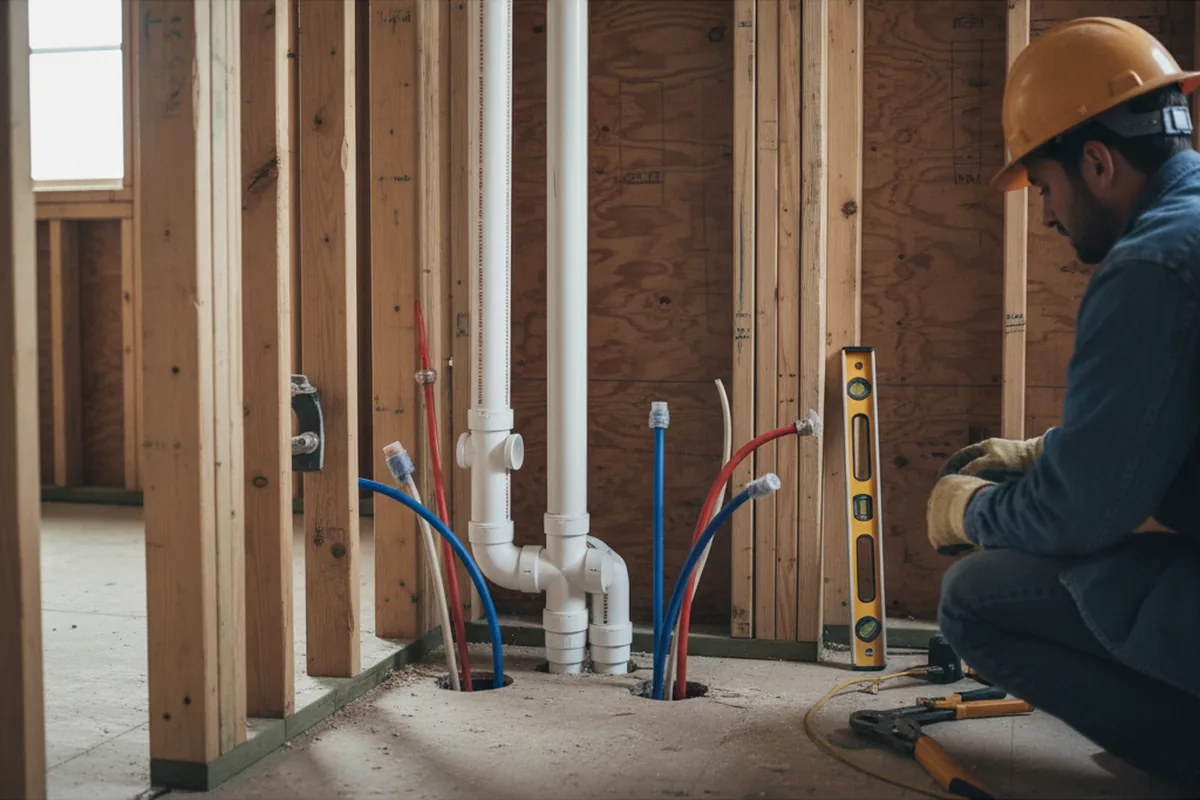 Drain and supply rough-in during Leak Detection in Elmhurst