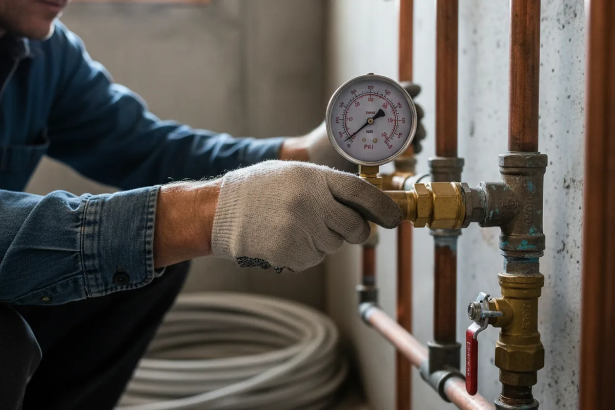 Pressure testing a repaired line during Water Line Repair in Elmhurst